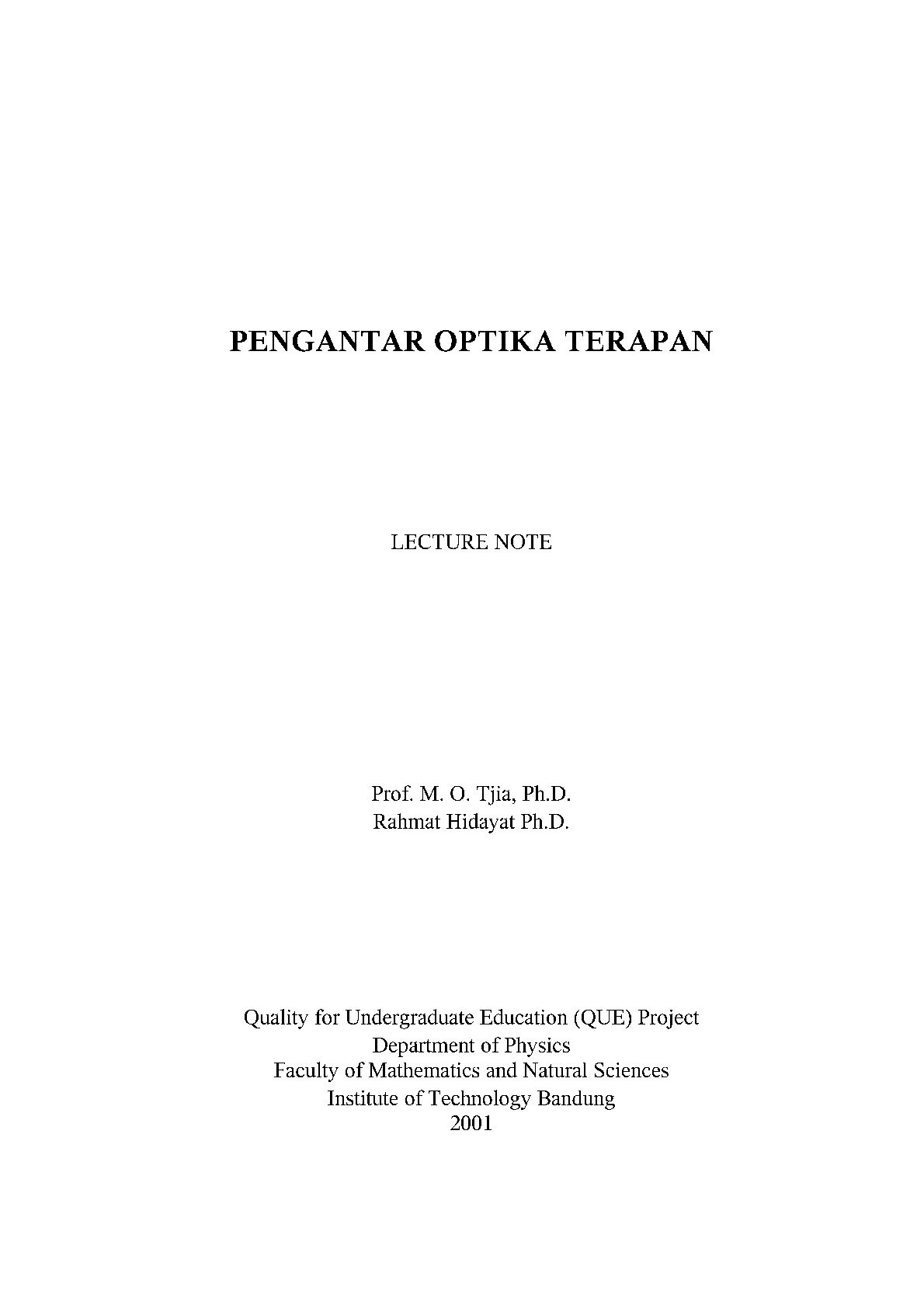 Pengantar Optika Terapan