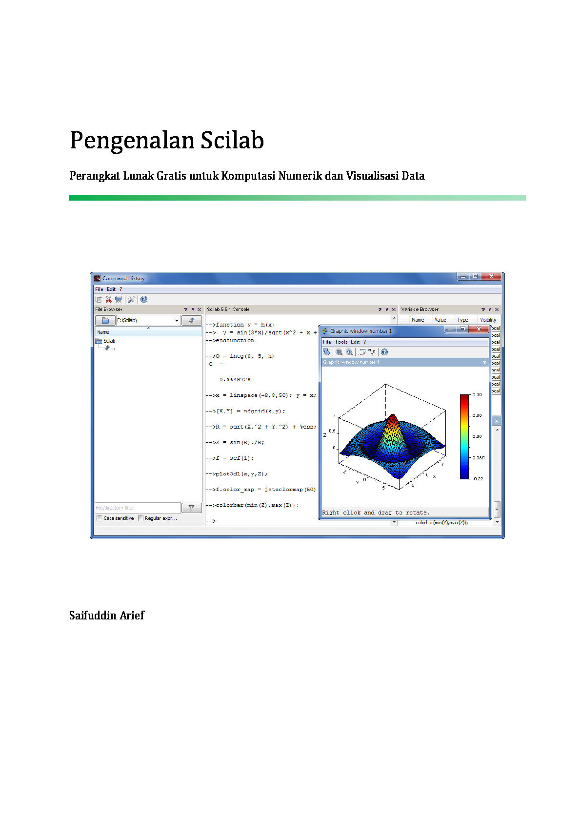 Pengenalan Scilab Perangkat Lunak Gratis Untuk Komputasi Numerik Dan Visualisasi Data