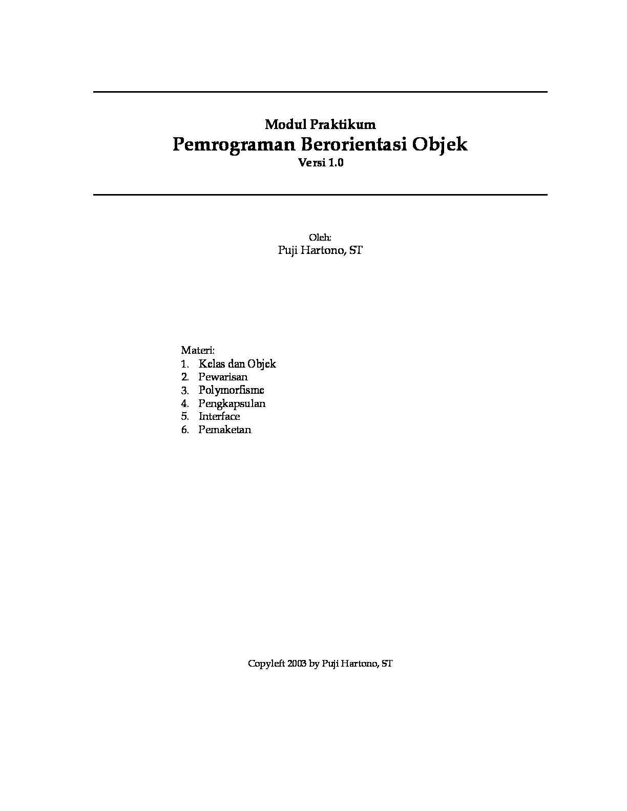 Praktikum Pemrograman Berorientasi Objek
