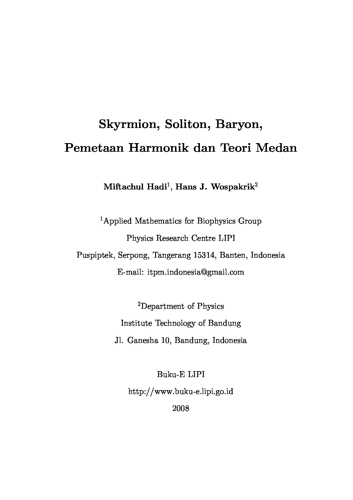Skyrmion, Soliton, Baryon, Pemetaan Harmonik dan Teori Medan
