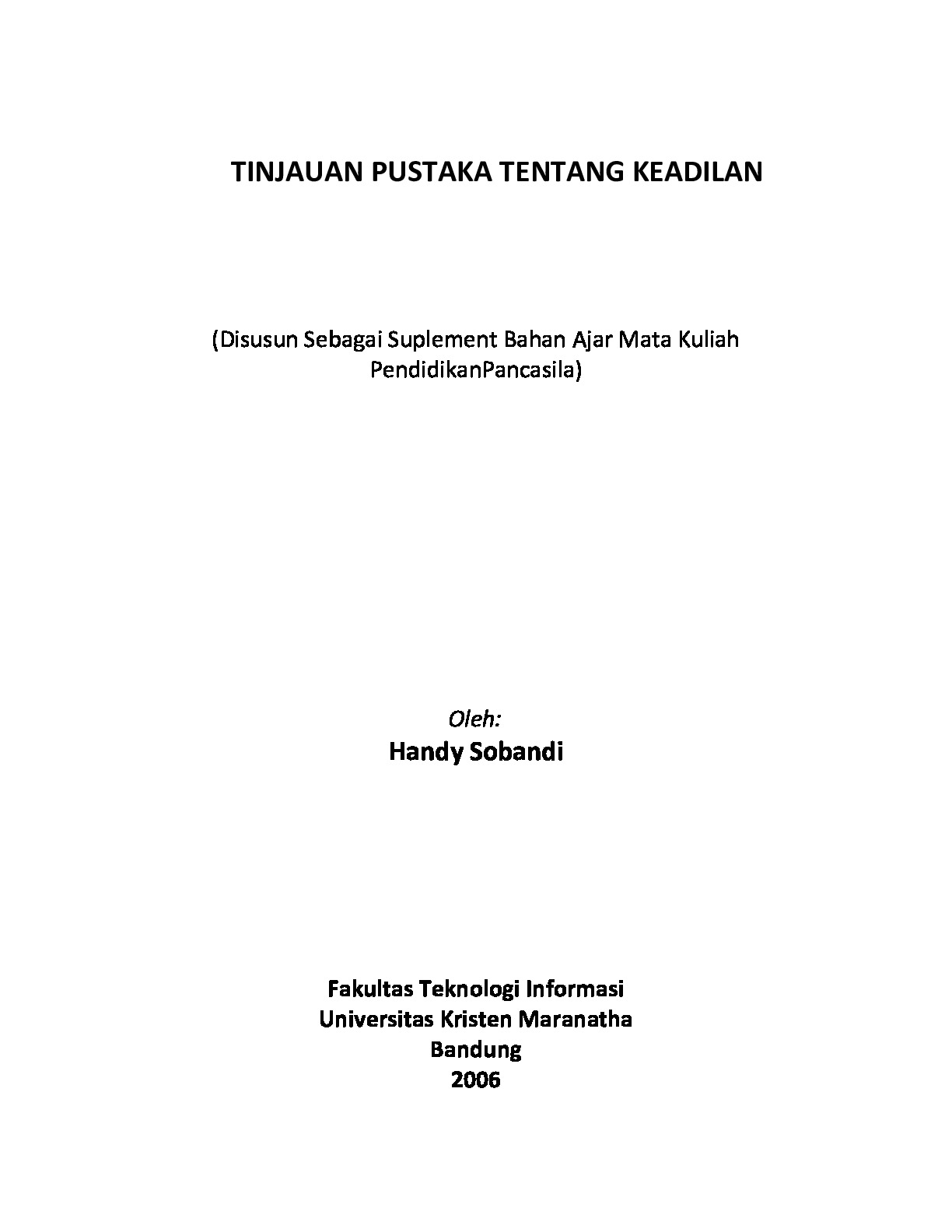 TINJAUAN PUSTAKA TENTANG KEADILAN