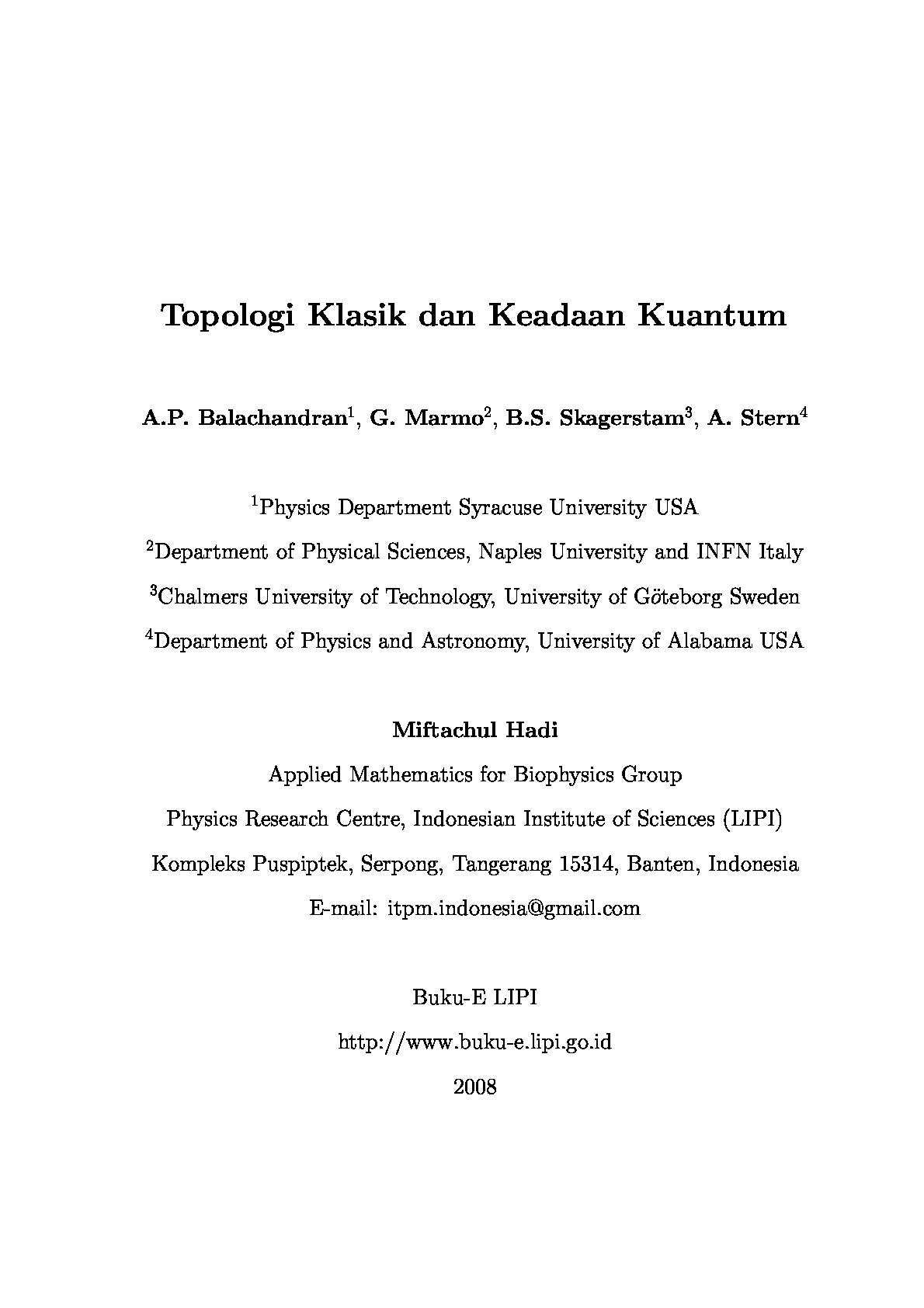 Topologi Klasik Dan Keadaan Kuantum
