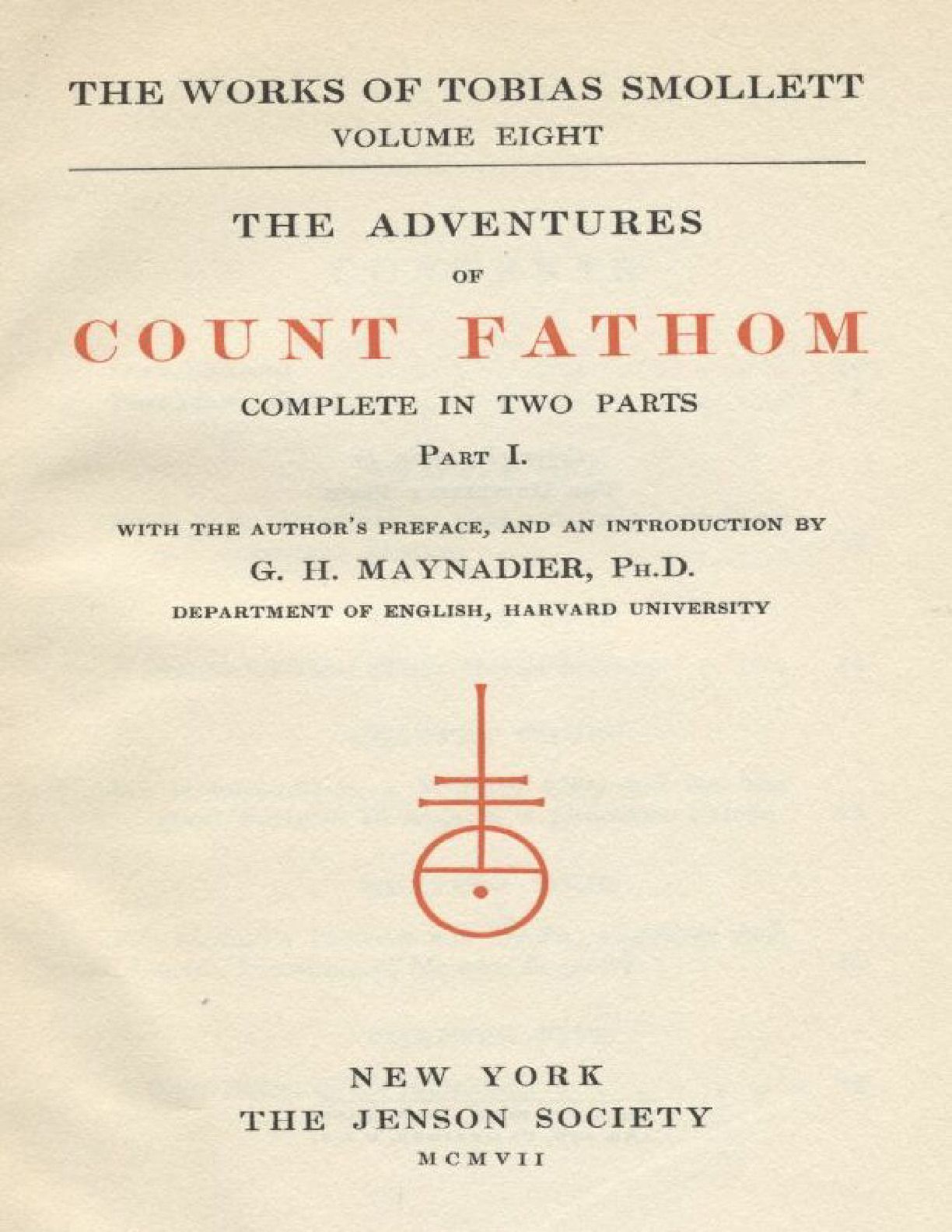 THE ADVENTURES OF COUNT FATHOM